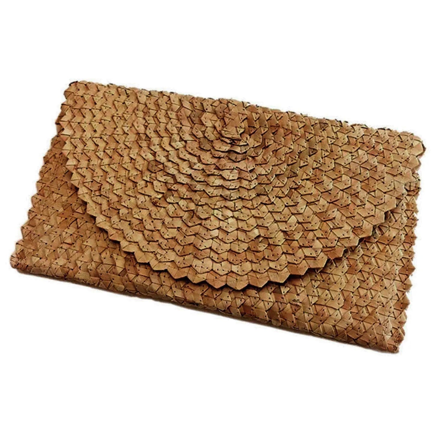 Woven Straw Hand Fan (Natural Brown) - Raffia Rattan Wicker