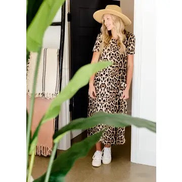 Olivia Leopard Print Midi Dress