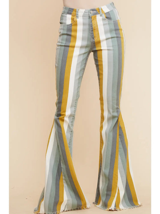 Iceberg Multi Striped Western Flared Bottoms